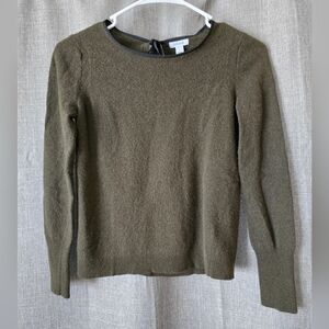 Jigsaw Green Lambswool Cashmere Blend Sweater Keyhole Back W/ Bow Womens Small